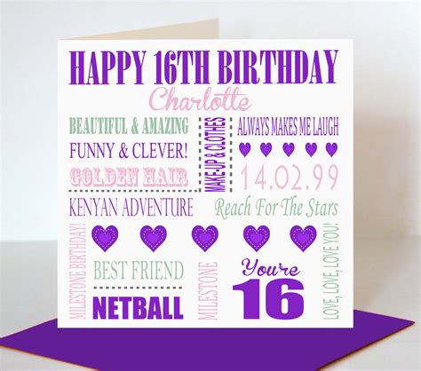 16th Birthday Card For Her By Lisa Marie Designs