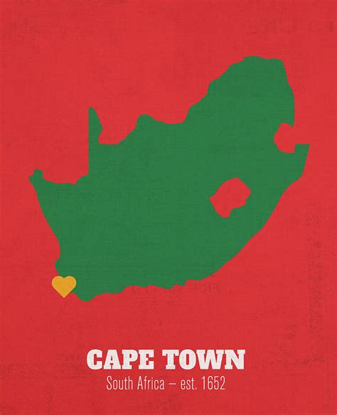 Cape Town South Africa Founded 1652 World Cities Heart Print Mixed