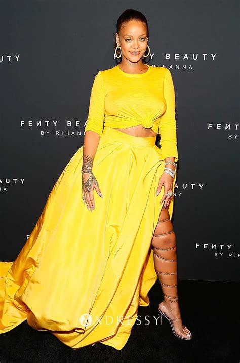 Rihanna Two Piece Yellow Ball Gown Fenty Beauty Xdressy
