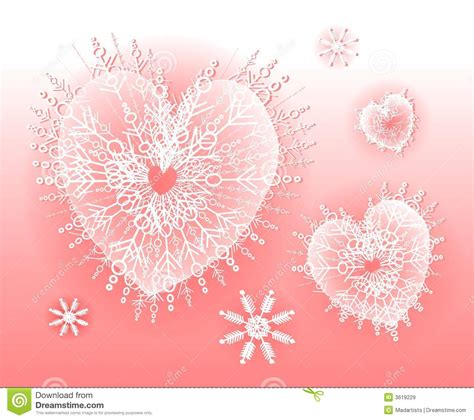 Heart Shaped Snowflakes Pink Royalty Free Stock Images