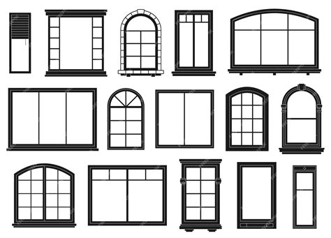 Premium Vector Window Silhouettes Exterior Framing Windows Black