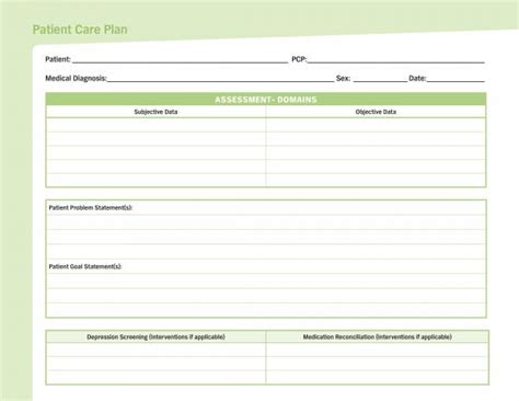 Nursing Care Plan Template Word