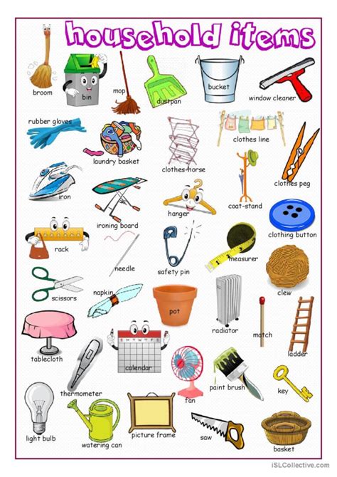 Household Items Picture Dictionary P English Esl Worksheets Pdf And Doc