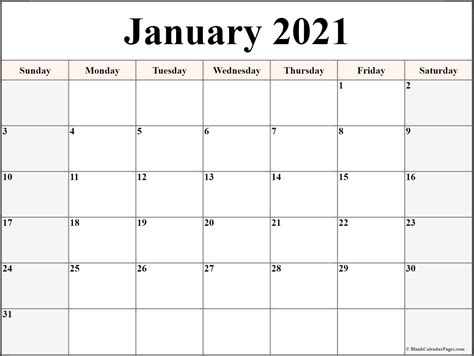 Printable paper.net also has weekly and monthly blank calendars. January 2021 calendar | free printable calendar