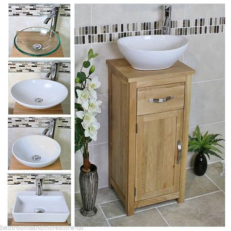 Solid Oak Bathroom Cabinet Compact Vanity Sink Small Bathroom