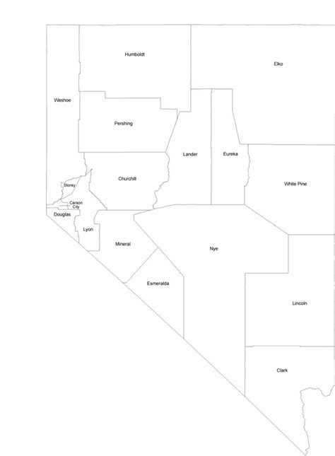 Nevada County Map with County Names Free Download