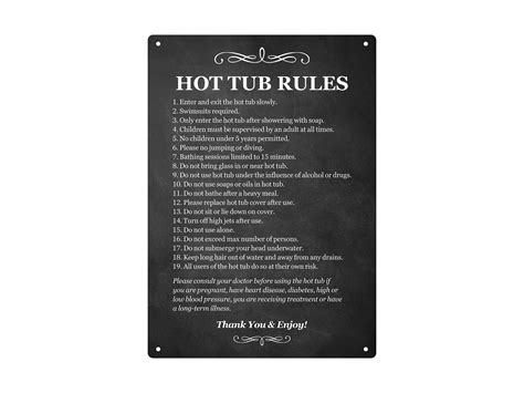 Hot Tub Rules Outdoor Sign Etsy