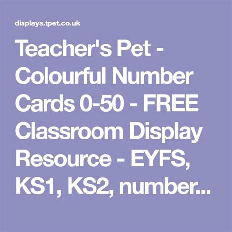 Teachers Pet Colorful Number Cards 0 50 Free Classroom Display