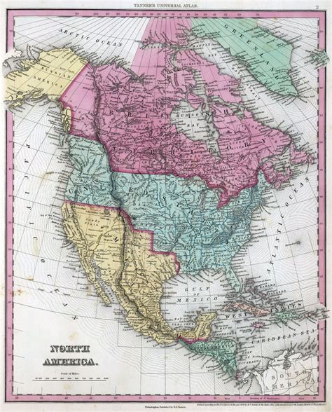 1836 Map Of North America By Henry S Tanner 5004 X 6219 Roldmaps
