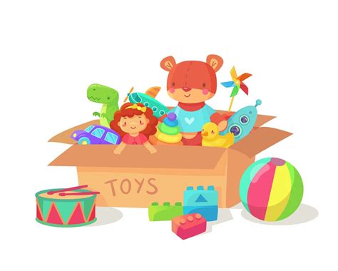 Cartoon Kids Toys In Cardboard Toy Box Children Holiday T Boxes Wi