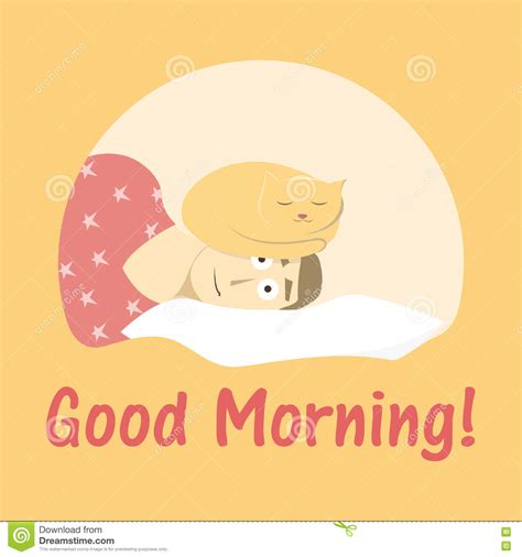 Funny Cartoon Vector Cat Print Good Morning Card