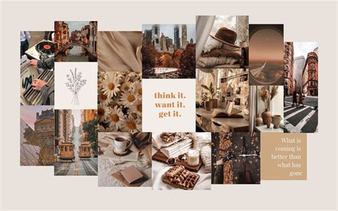 Autumn Brownbeige Aesthetic Collage Wallpaper Aesthetic Desktop