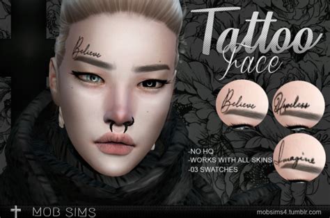 Mobsims4 “ Tattoo Face Compatible With Base Game Sims 4 Pinterest