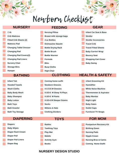Newborn Checklist Printable