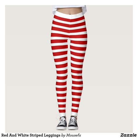 Red And White Striped Leggings By Mousefx Art Zazzle Store Of