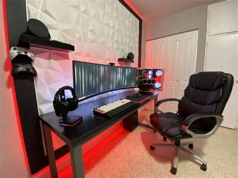 Red White And Black Looks Good In 2020 Black Rooms Video Game Room