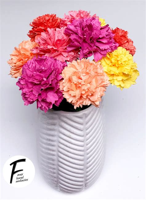 Diy Paper Flower Kit Carnation Bouquet5 Colors Set Of 10 Etsy