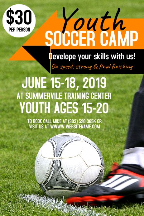 Youth Soccer Camp Poster Template Postermywall