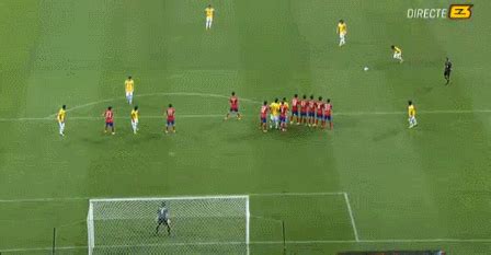 Neymar is a very famous player who scored a lot of goals with psg and barcelona in the la liga and fifa world cup goals. GIF of Neymar's Free-Kick Goal for Brazil Against South ...