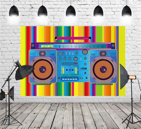 Huayi 80s Themed Photography Backdrop Colorful Stripes Photo