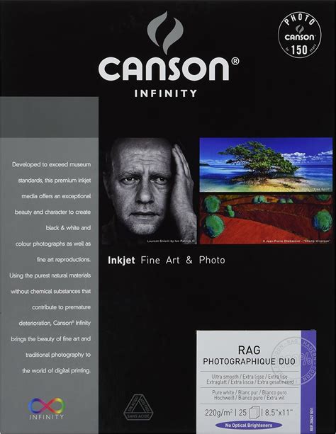 jp canson infinity rag photographique duo ファインアート用紙 220グラム 8 5 x 11インチ 25枚 ホーム＆キッチン