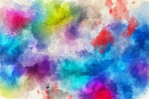 Hd Wallpaper White Red Blue And Teal Abstract Painting Stains