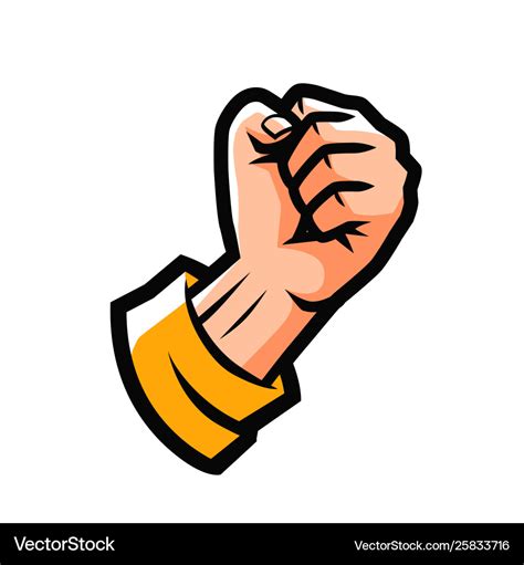 Clenched Fist Fight Emblem Or Label Cartoon Vector Image