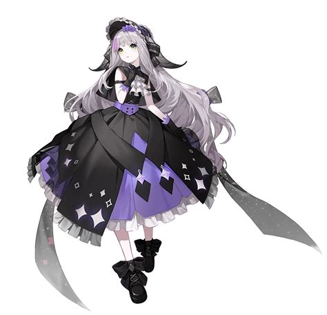 An Anime Character With Long Hair Wearing A Purple And Black Dress
