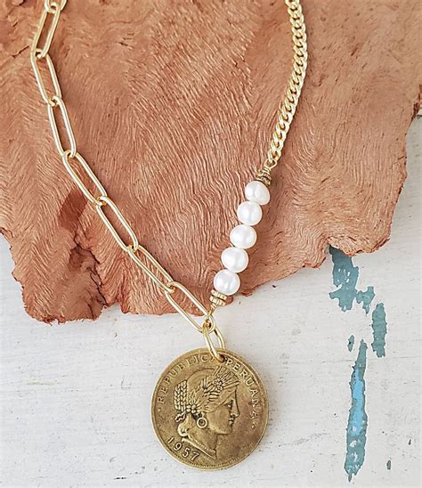 Jdavis Collection Mixed Chain Pearl Coin Necklace