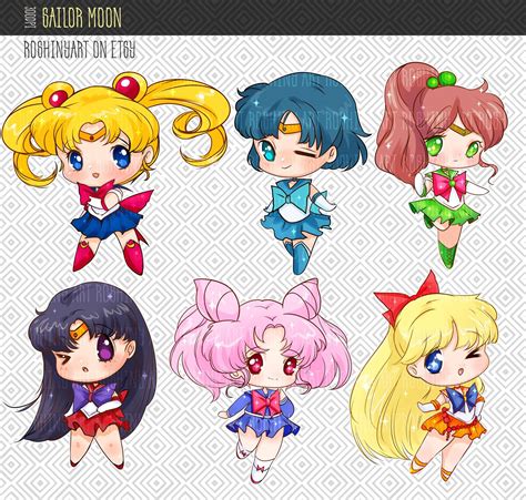 Cute Chibi Sailor Moon Characters Clipart Instant Download Png File Sexiz Pix