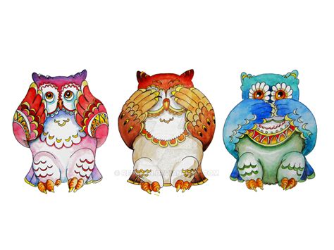 Three Wise Owls By Redilion On Deviantart
