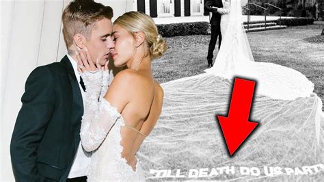 Hailey Biebers Wedding Dress Revealed Featuring Statement Veil Youtube