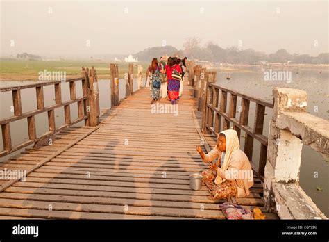 An Old Woman With Leprosy A Leper Begging On The U Bein Bridge