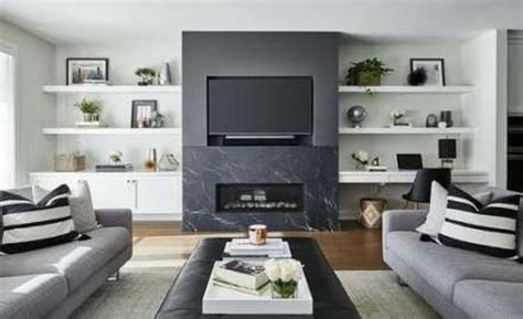 33 Stunning Modern Fireplace Design Ideas With TV Above - EPICHOMEE