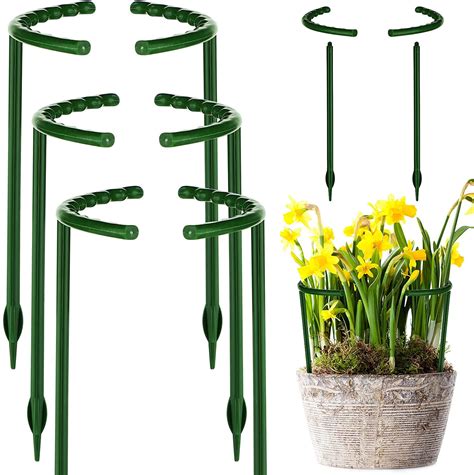 6 Pack Plant Support Garden Flower Support Stake Half Round Plant Support Ring Plastic Plant