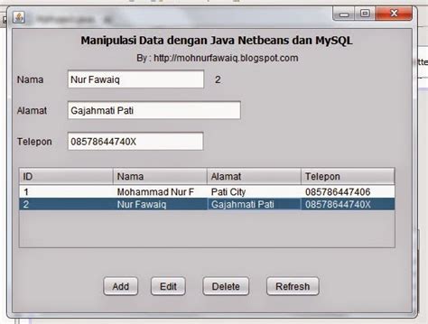 Membuat CRUD Sederhana Dengan Java Netbeans Dan MySQL Webtoko