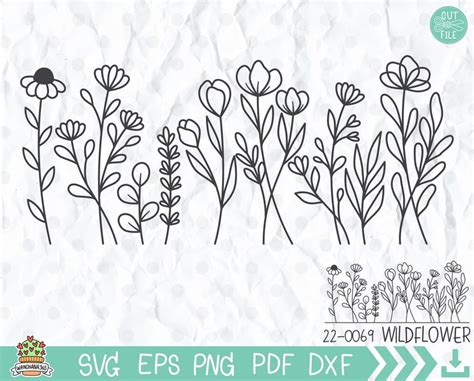 Wildflower Svg Wildflowers Meadow Border Svg Flowers And Etsy