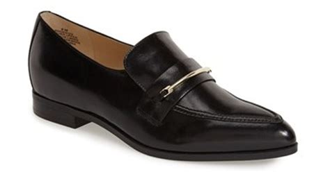 Nine West Oxidize Pointy Toe Loafer In Black Leather Black Lyst