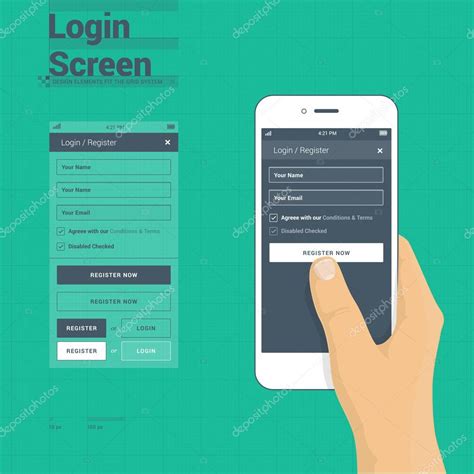Register tac mobile via atm. Mobile phone login — Stock Vector © radoma #59003101