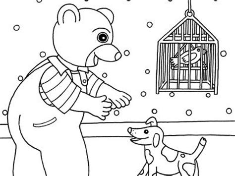 Coloriage: Petit Ours Brun et son chien