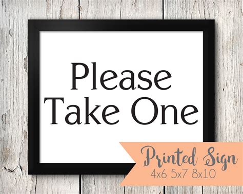 Please Take One Sign Please Take One Wedding Sign Printed