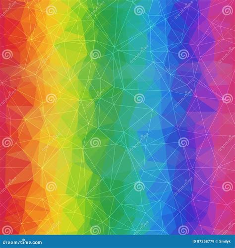 Geometric Rainbow Background Of Asymmetric Triangles Grid Stock Vector