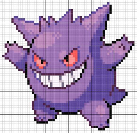 Gengar Pixel Art Pokemon Pixel Art Grid Pokemon Cross Stitch