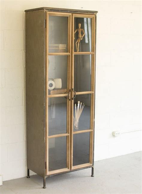 Kitchen cabinets are a lowes mainstay and were proud to offer a wide selection from kraftmaid and imprezza with unique hardware and features. Kalalou Wood And Metal Cabinet With Glass Doors in 2020 ...