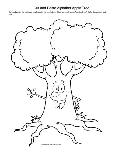 Cut And Paste Alphabet Apple Tree Activity Cut And Paste Worksheets