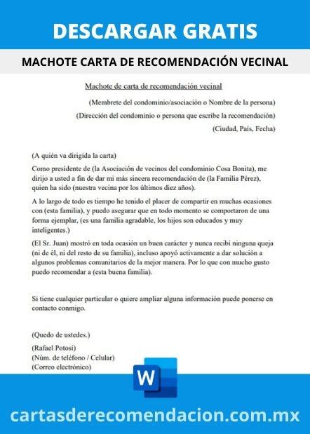 Carta De Recomendacion Vecinal Word Sample Site O Vrogue
