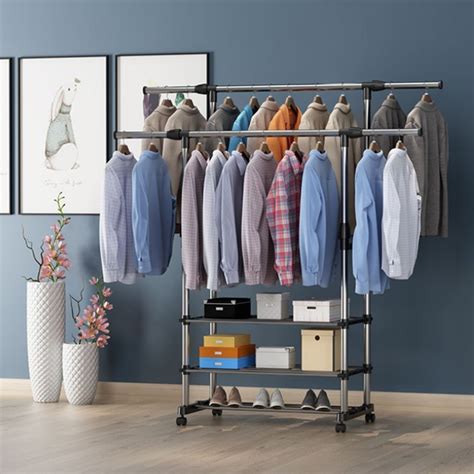 Each warehouserack.com location is staffed with experienced warehouse. Double Single Garment Rack Silver Adjustable Portable ...