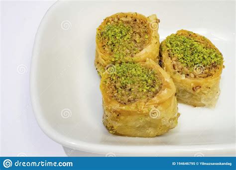 Turkish Baklava In The Form Of Rolls With Pistachio Stock Image Image