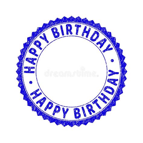 Grunge Happy Birthday Textured Round Rosette Stamp Stock Vector