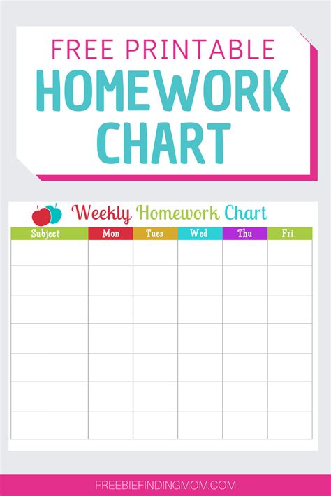 Free Homework Chart Printable Freebie Finding Mom Homework Chart